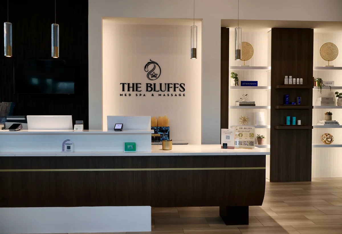 The front desk at The Bluffs Med Spa & Massage